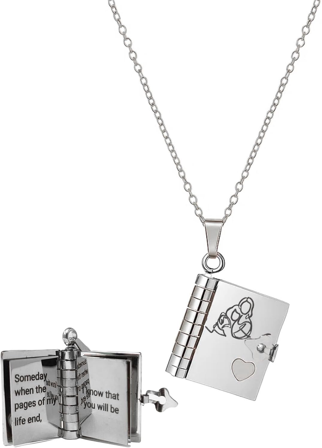 Granddaughter Book Necklace | Engraved Adjustable Pendant Gift from Grandma