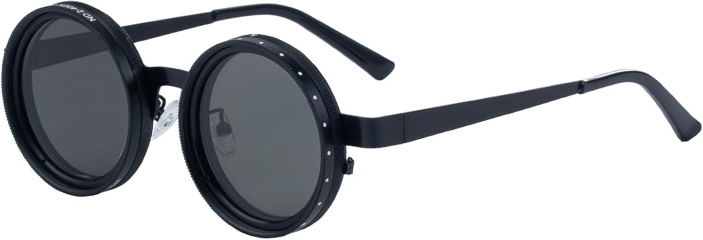 Adjustable-Tint Unisex style Sunglasses – ND Filter, UV400 Polarized – Retro Round Frames