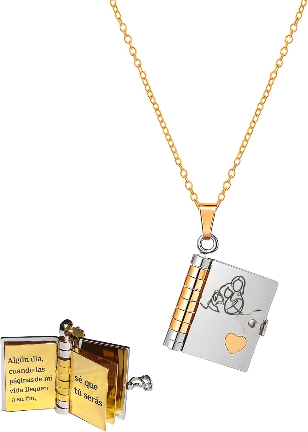 Granddaughter Book Necklace | Engraved Adjustable Pendant Gift from Grandma