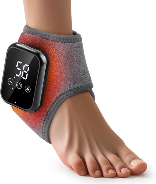 Foot Massager, Rechargeable Ankle Heating Pad with Massage for Circulation, Foot and Ankle Massager for Pain Relief, Suitable for Reduce Fatigue and Plantar Fasciitis, Travel & Home Use