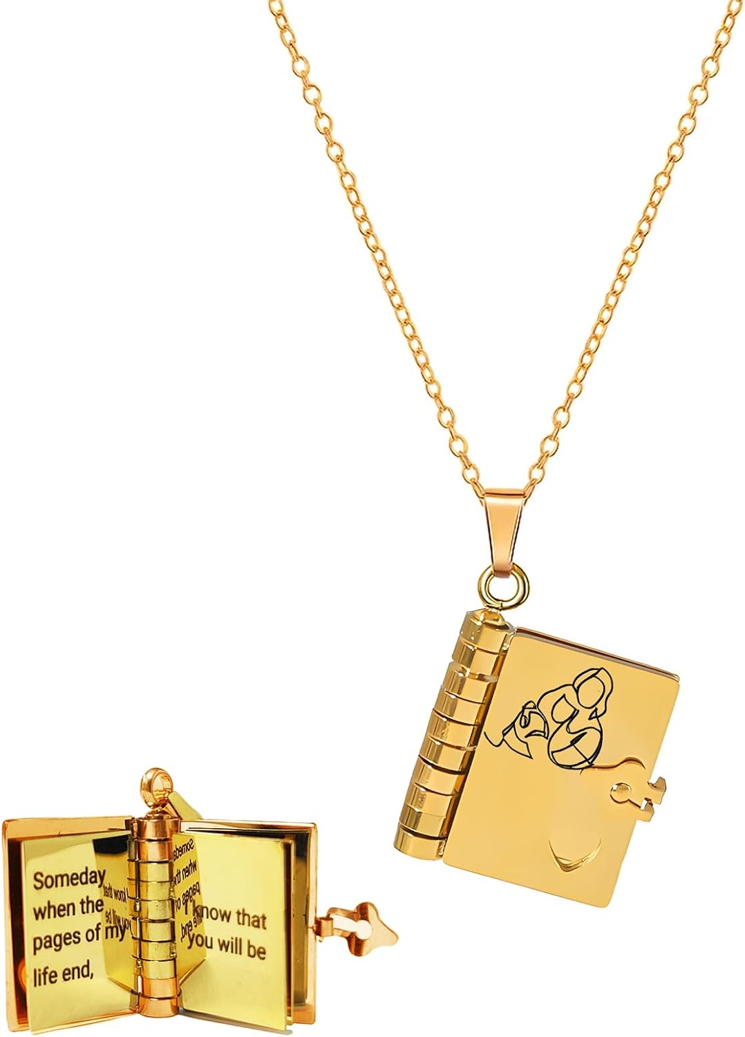 Granddaughter Book Necklace | Engraved Adjustable Pendant Gift from Grandma