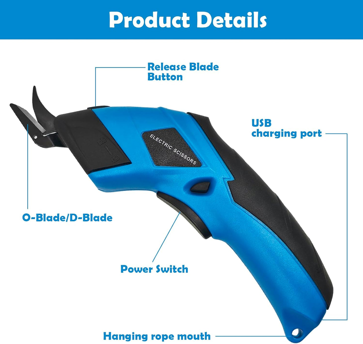 Cordless Electric Scissors 2 Blades，Fabric Cutter for Cutting Fabric, Cardboard,Plastic，Ultimate Cutting Tool for Home，Craft