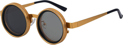 Adjustable-Tint Unisex style Sunglasses – ND Filter, UV400 Polarized – Retro Round Frames