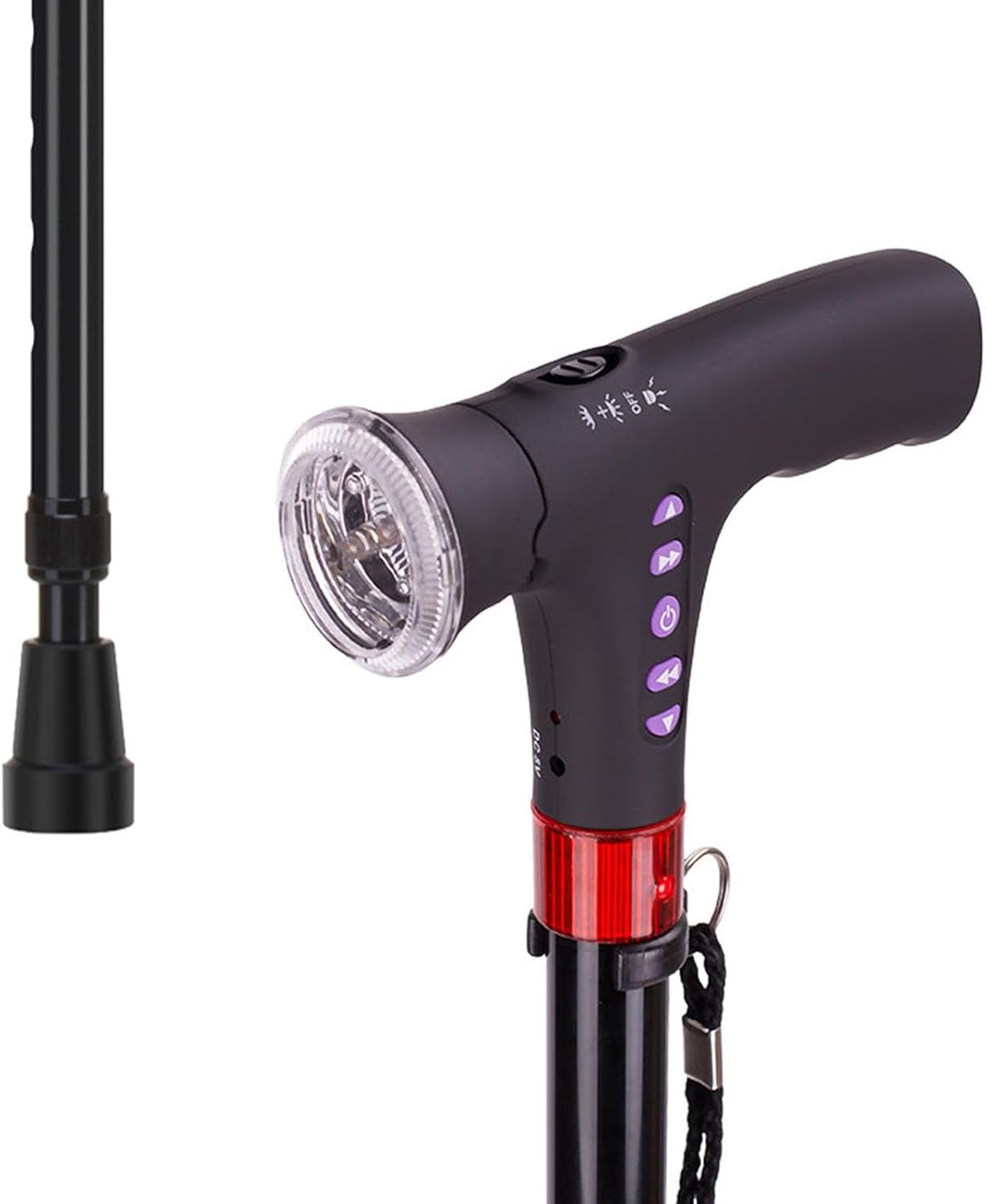 Portable Adjustable Walking Stick with LED Flashlight