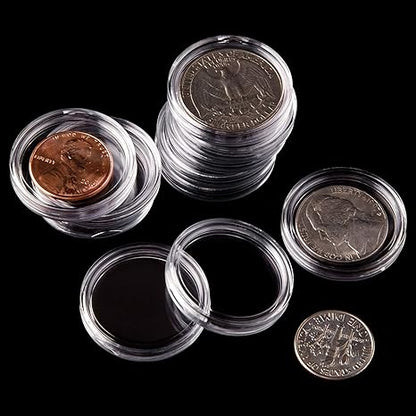 240 Count Coin Holders with Foam Gaskets – 5 Sizes (17/20/25/27/30mm) Coin Flips in Plastic Storage Case for Collectors
