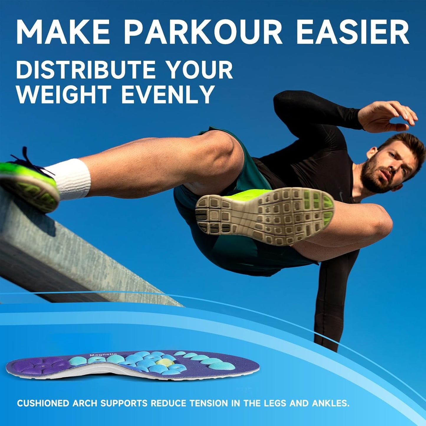 Acupressure Insoles for Men and Women: Magnetic Massage Insoles with Acupoint Therapy, Shock Absorption, Non-Slip, Feet Comfort Support