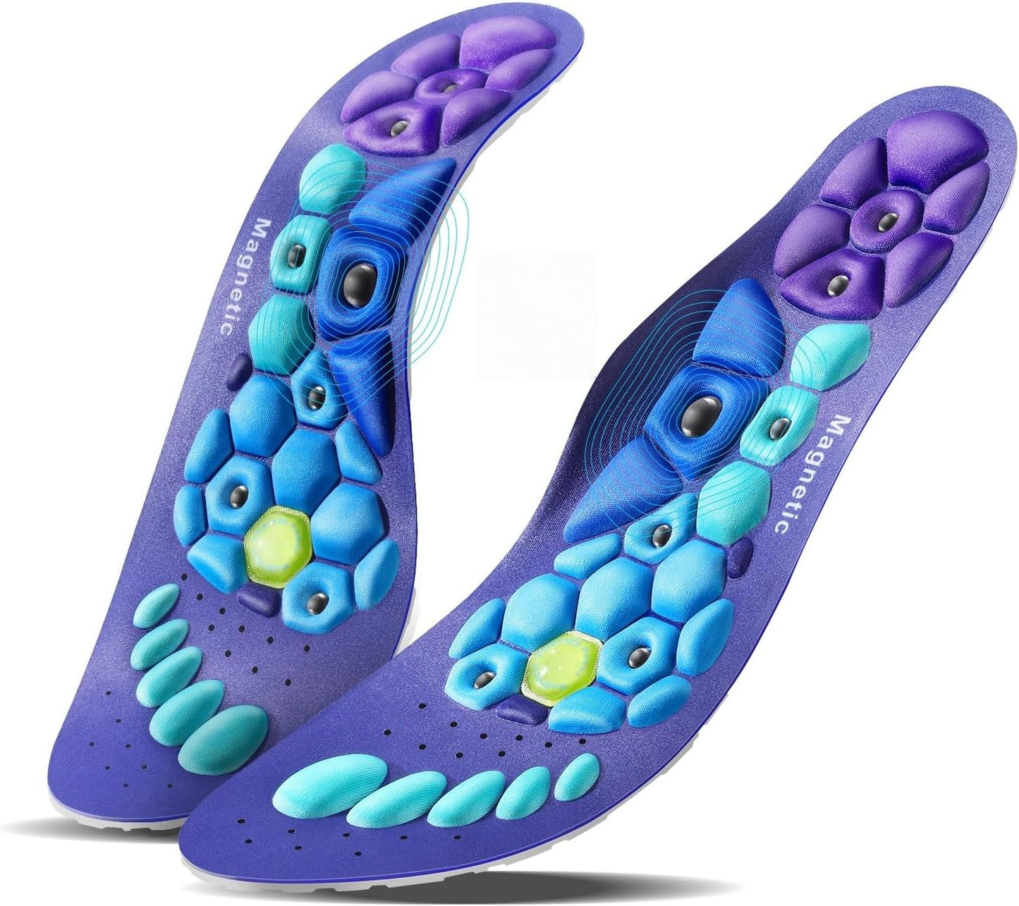 Acupressure Insoles for Men and Women: Magnetic Massage Insoles with Acupoint Therapy, Shock Absorption, Non-Slip, Feet Comfort Support