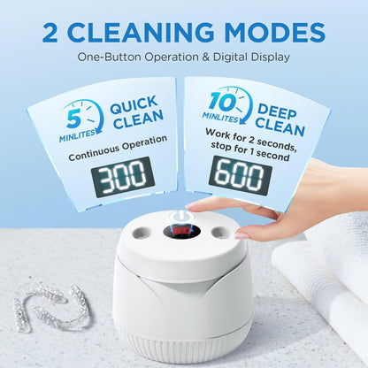Dental Ultrasonic Retainer Cleaner Machine: 45kHz Dental Cleaning Pod with Digital Timer & 200ML, Deep Cleaning for Dentures, Mouth Guards, Aligners, Night Guards, Braces, Toothbrush Heads & Jewelry