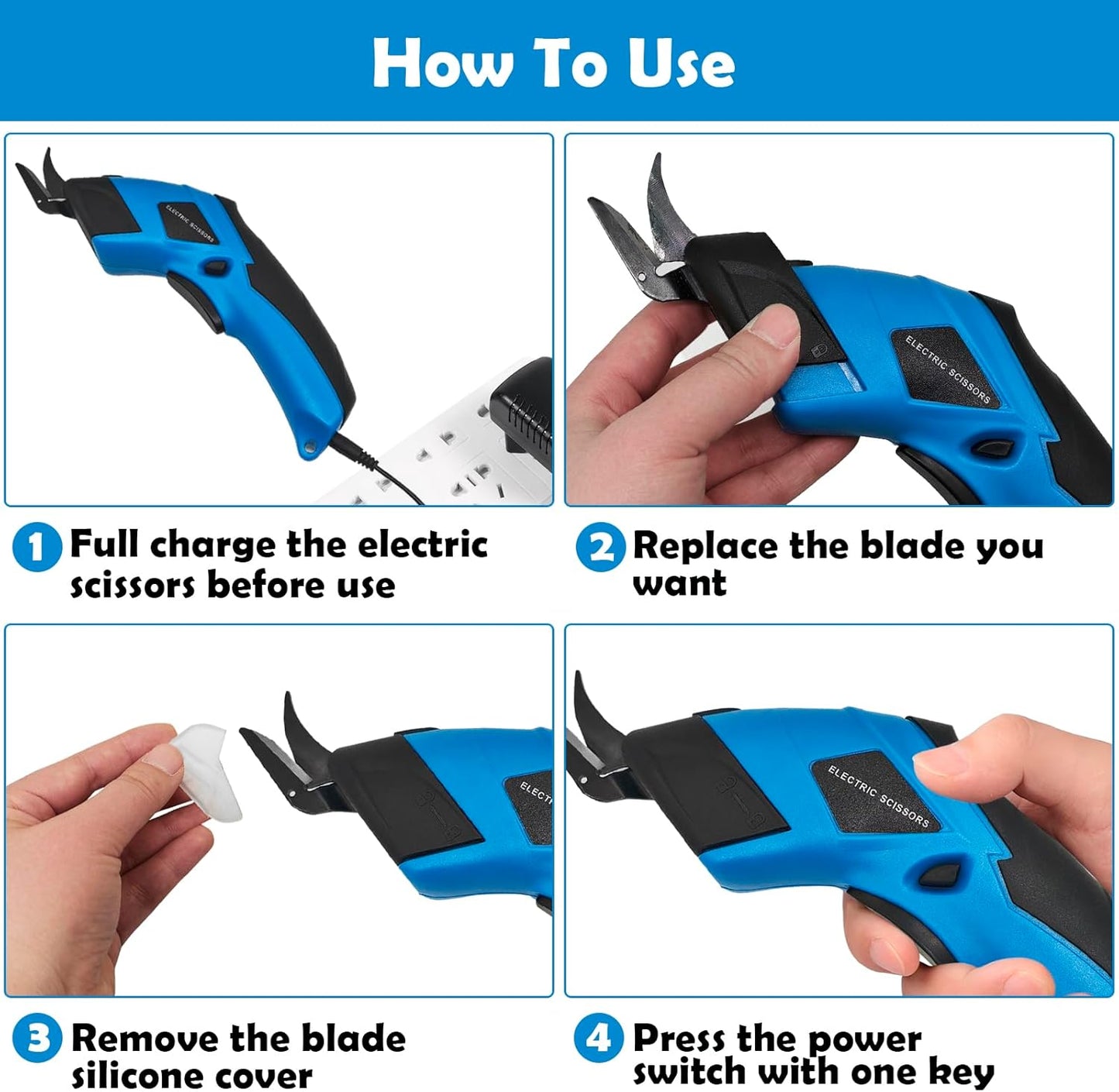 Cordless Electric Scissors 2 Blades，Fabric Cutter for Cutting Fabric, Cardboard,Plastic，Ultimate Cutting Tool for Home，Craft