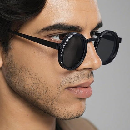 Adjustable-Tint Unisex style Sunglasses – ND Filter, UV400 Polarized – Retro Round Frames