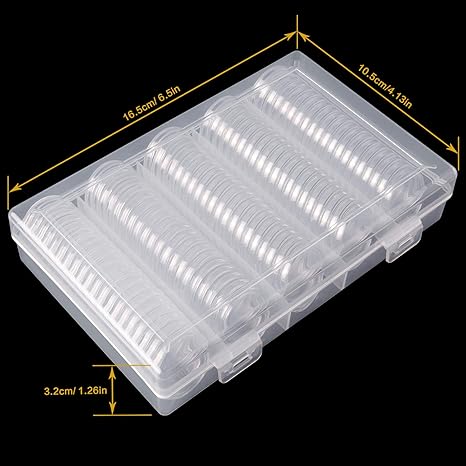 240 Count Coin Holders with Foam Gaskets – 5 Sizes (17/20/25/27/30mm) Coin Flips in Plastic Storage Case for Collectors